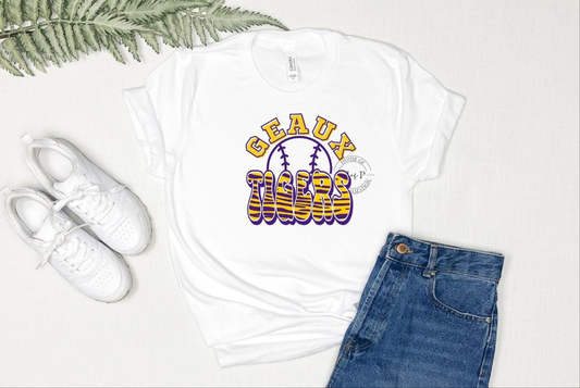 Geaux Tigers Stripes Baseball Doodle DTF Transfer