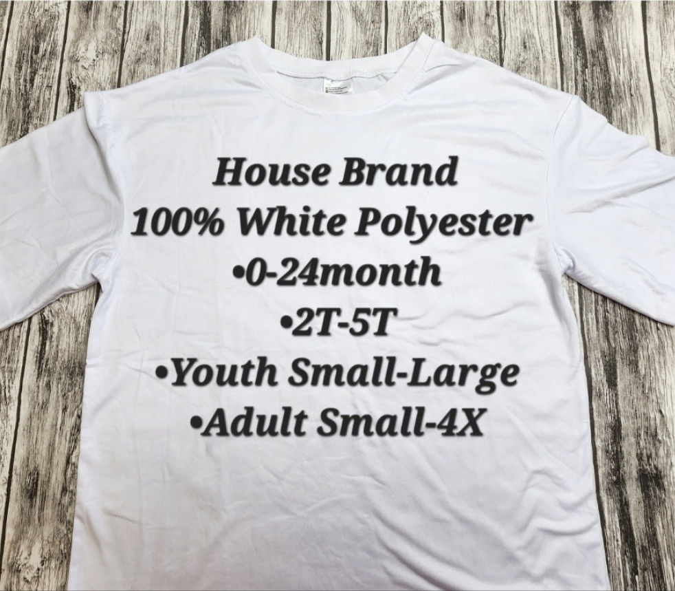 White Sublimation House Brand Polyester T-Shirts