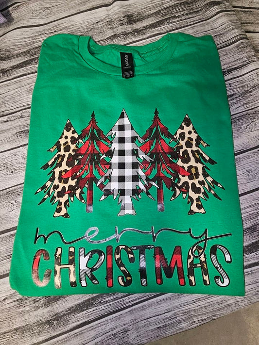 Merry Christmas Leopard and Plaid Trees Full Color (Adult)
