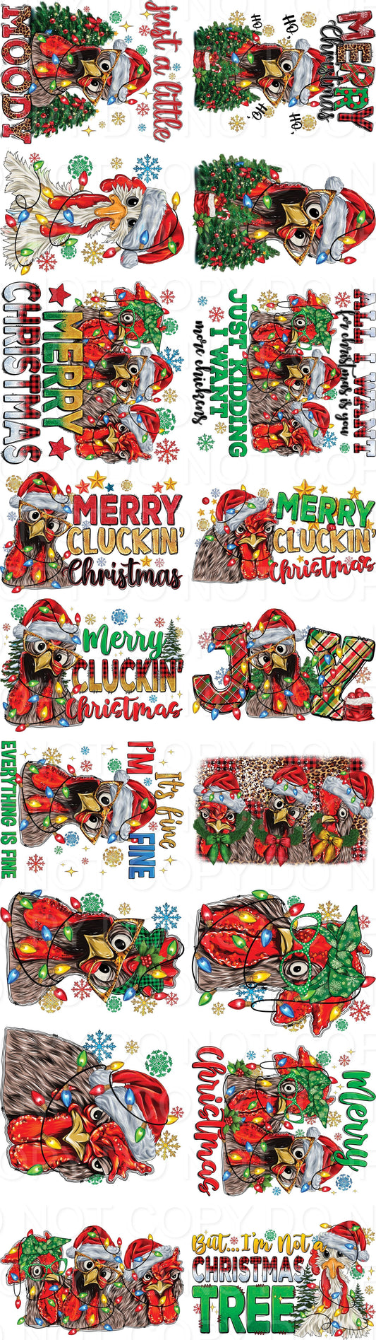 Chicken Christmas Sampler DTF Gang Sheet 80”