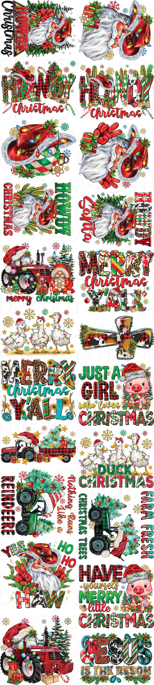 Country Christmas Sampler DTF Gang Sheet 100”