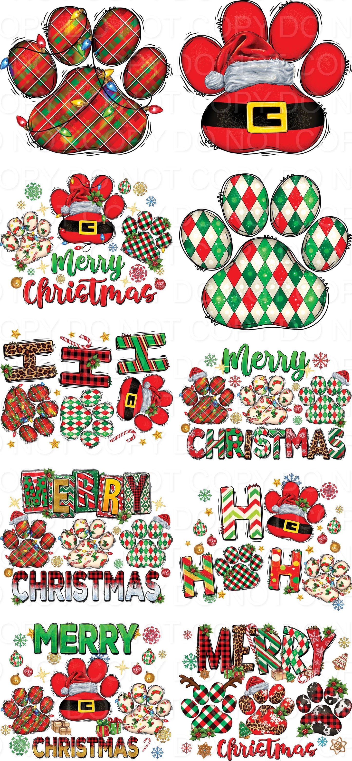Pawsome Christmas Sampler DTF Gang Sheet 50”
