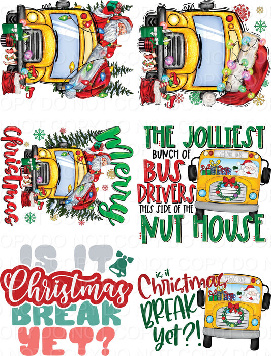 Bus Driver Christmas Sampler DTF Gang Sheet 30”