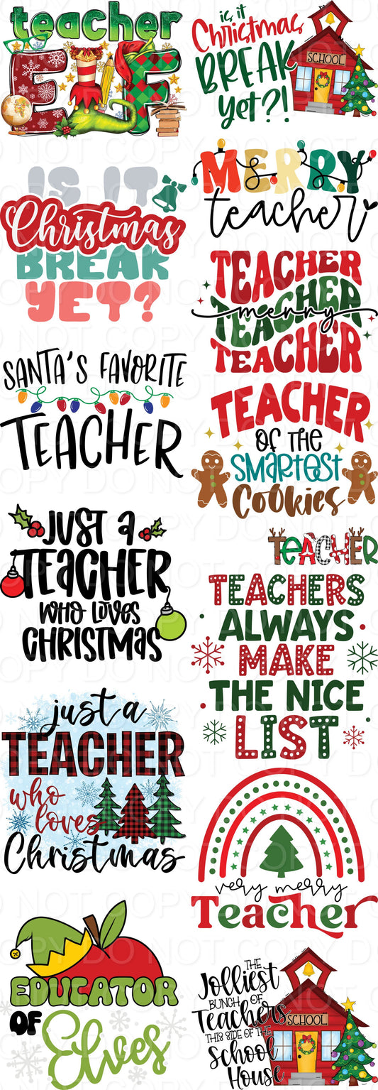 Teacher Christmas Sampler DTF Gang Sheet 65”