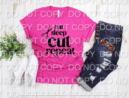 Eat Sleep Cut Repeat Single Color (Adult)