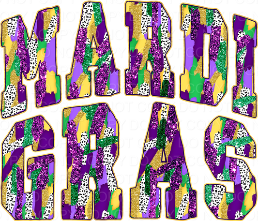 Mardi Gras Dalmation Brush Stroke - GS (Direct To Film)