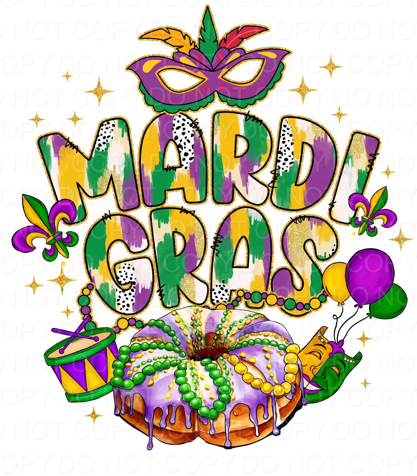 Mardi Gras King Cake Brushstroke (Direct To Film)