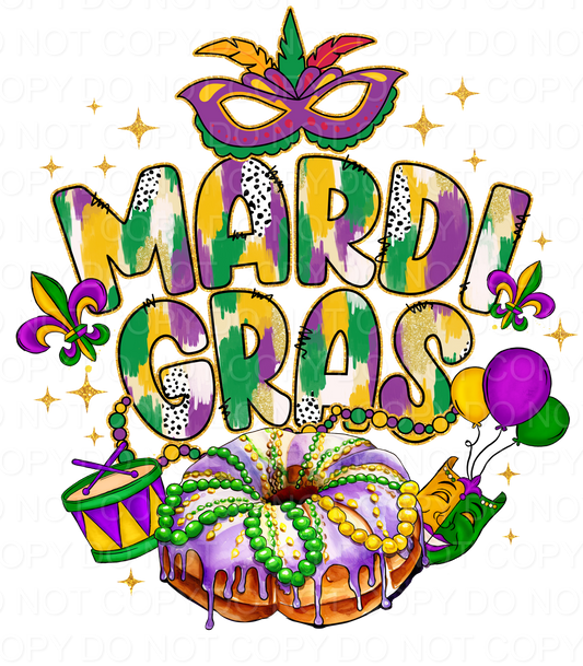 Mardi Gras King Cake Brushstroke (Direct To Film)