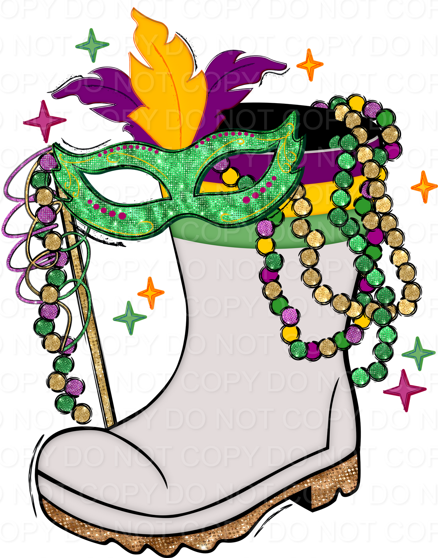 Mardi Gras Shrimp Boot- GS (Direct To Film)