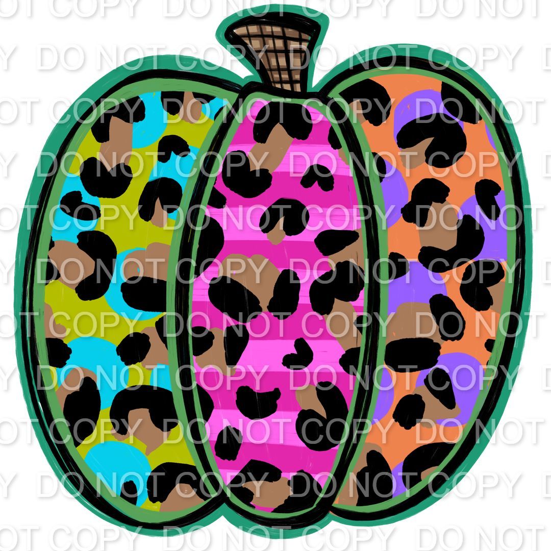 Pumpkin Leopard on jewel tones (Direct To Film)