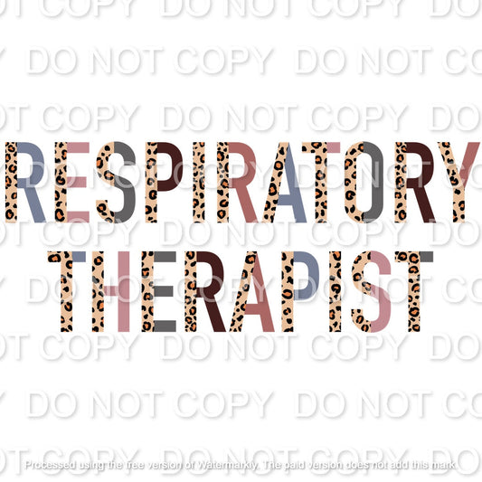 Respiratory Therapist Half Leopard Letters Full Color (Adult)