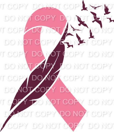 Pink Ribbon with feather and birds in magenta (Direct To Film)