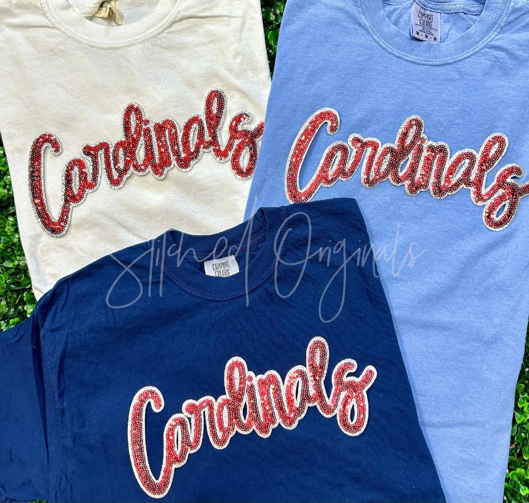 "Cardinals" Mascot Patch Maroon and Silver
