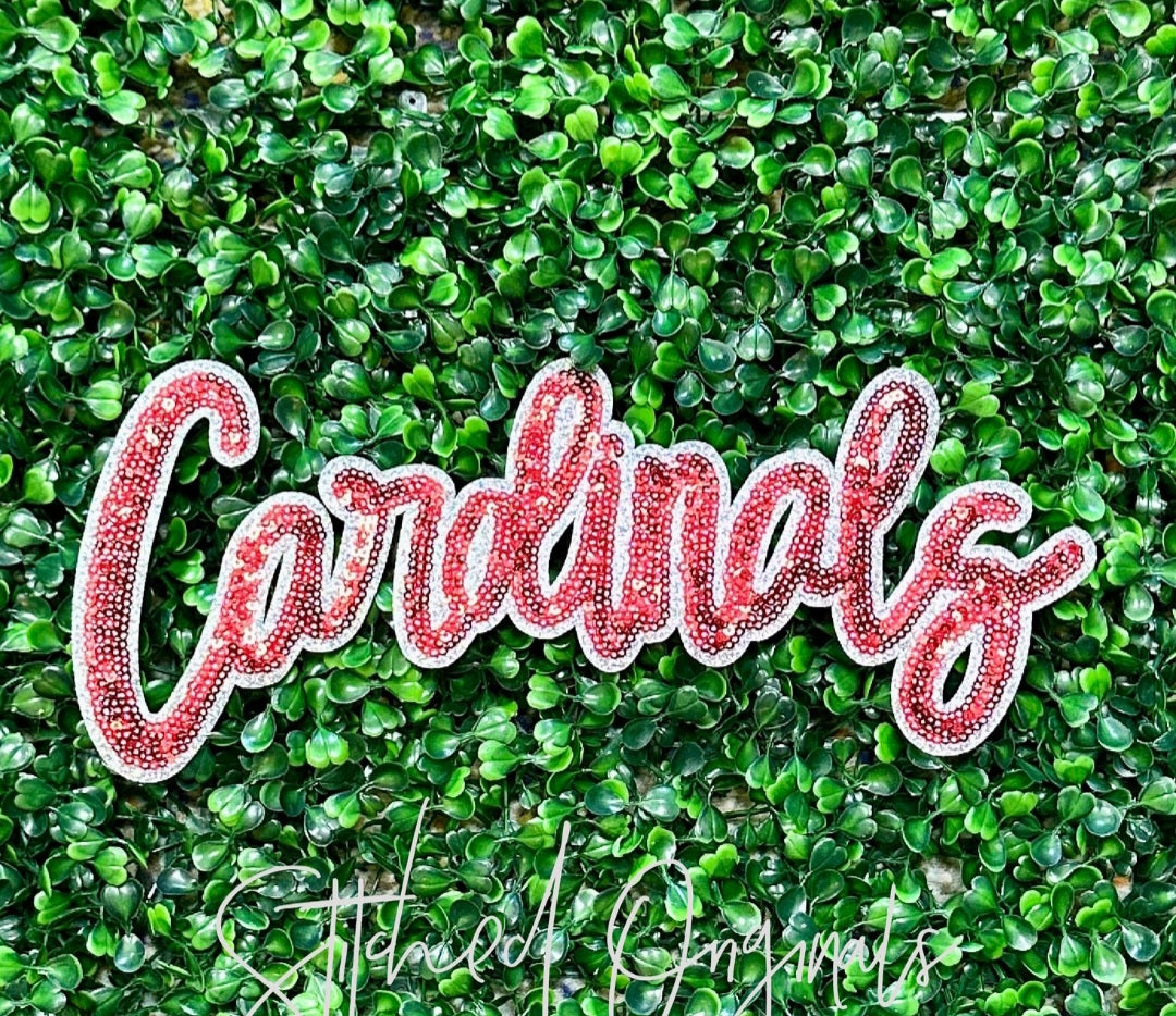 "Cardinals" Mascot Patch Maroon and Silver