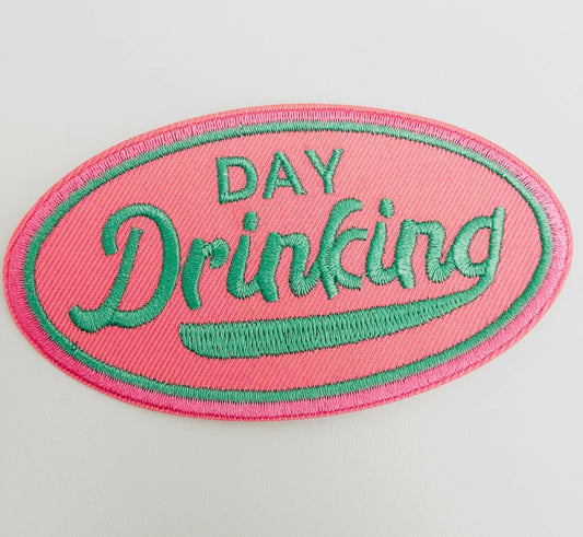 Day Drinking In Pink & Teal (version 2)  Embroidered Hat Patch