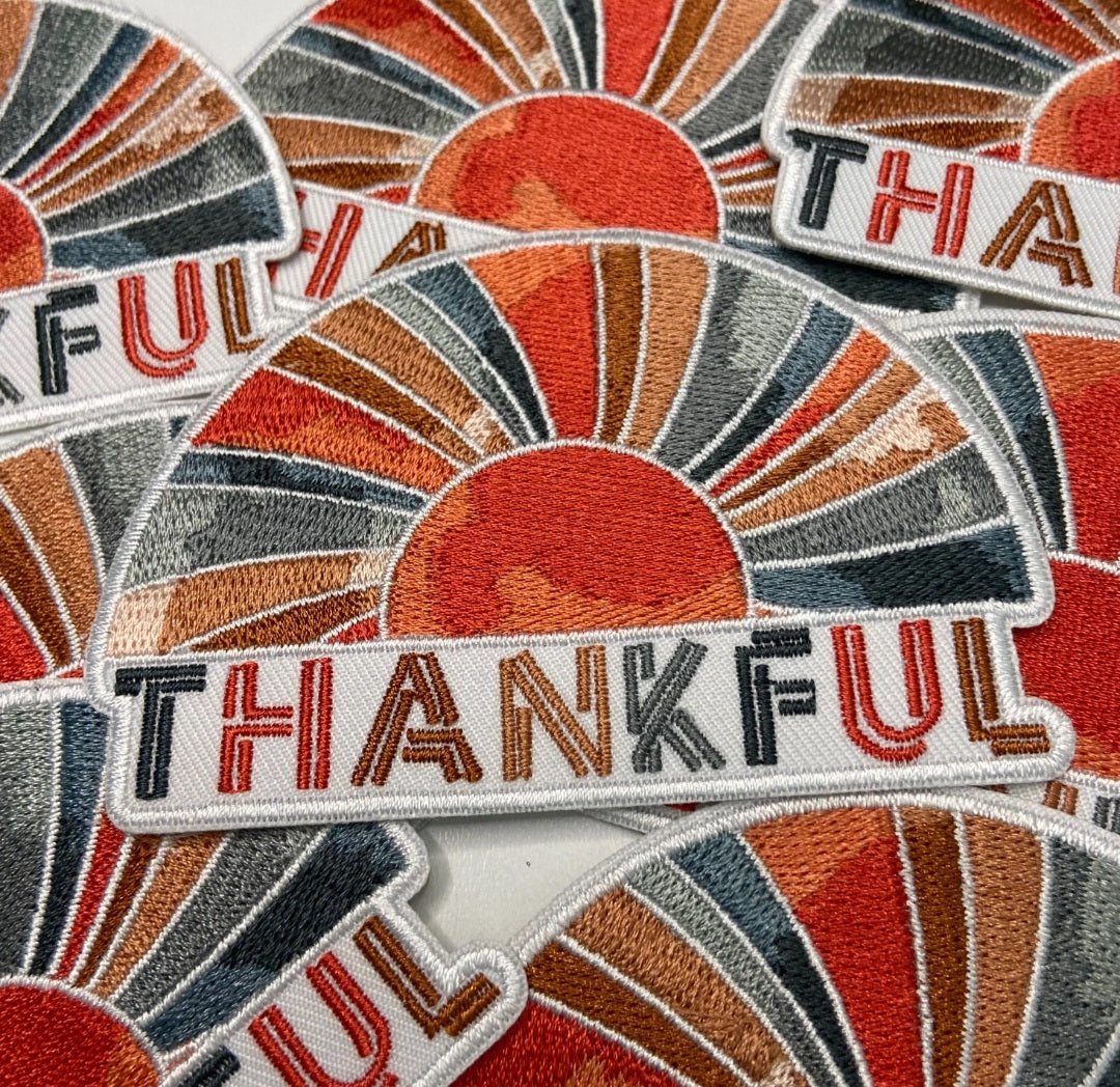 Thankful Sunrise Embroidered Hat Patch