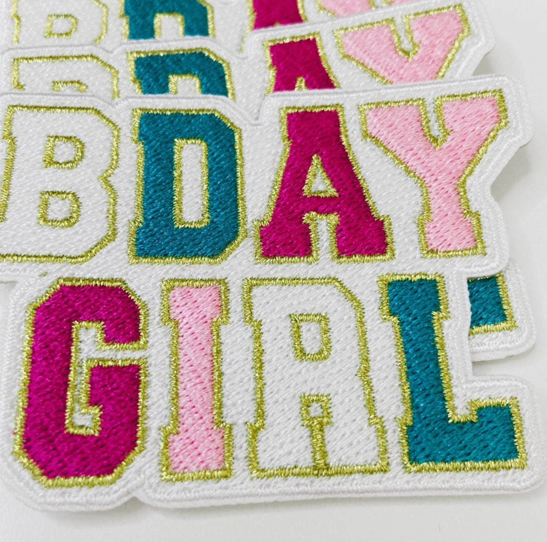 Bday Girl w/Metallic Detail  Embroidered Hat Patch