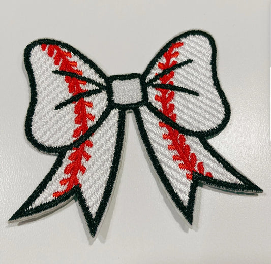 3" Baseball Bow  Embroidered Hat Patch