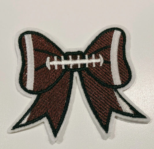 3" Football Bow  Embroidered Hat Patch
