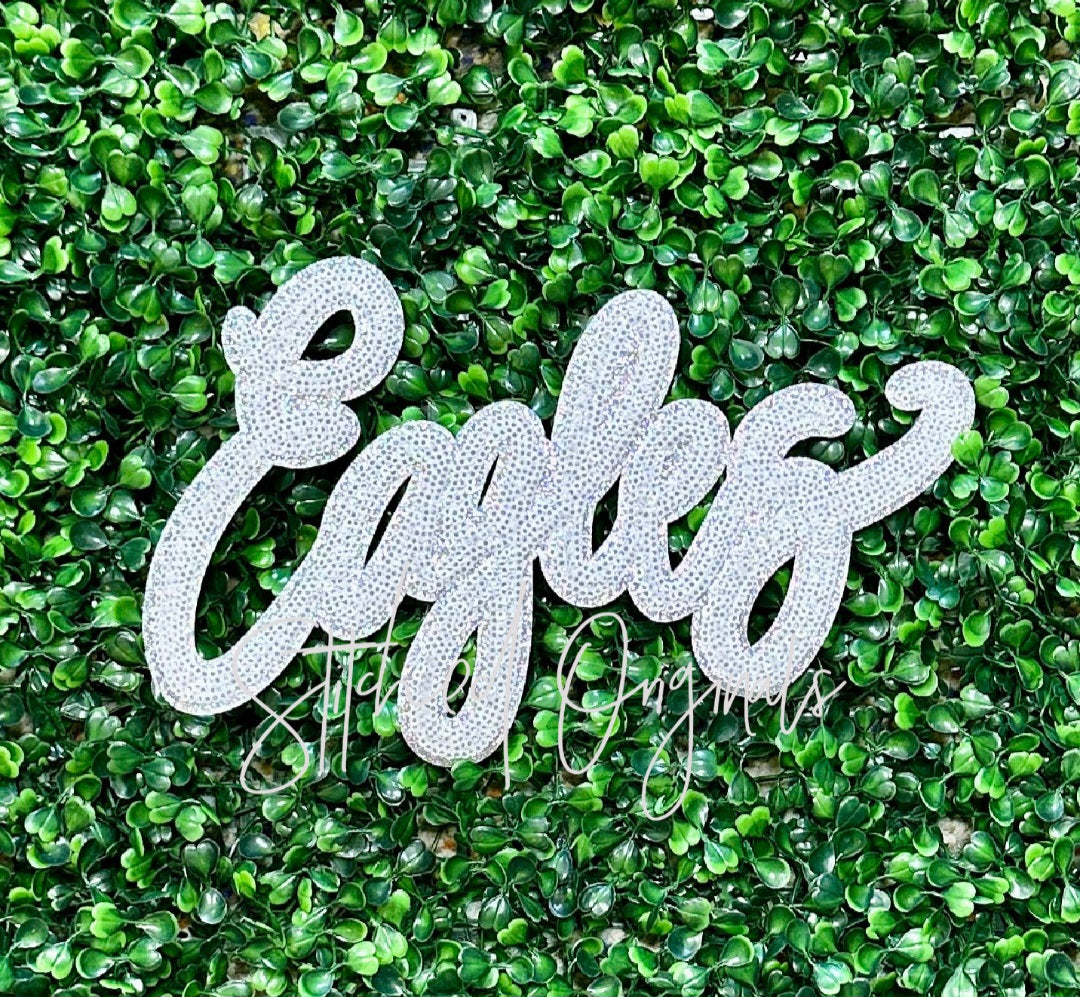 "Eagles"  White Sequin  Patch