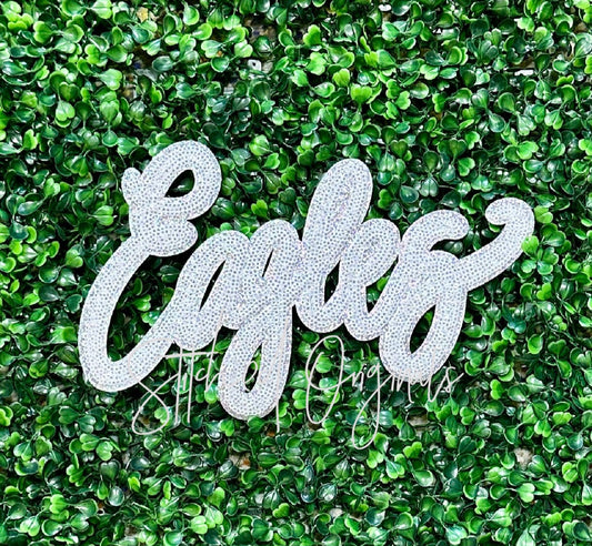 "Eagles"  White Sequin  Patch
