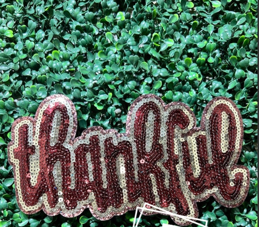 "Thankful" Sequin Patch