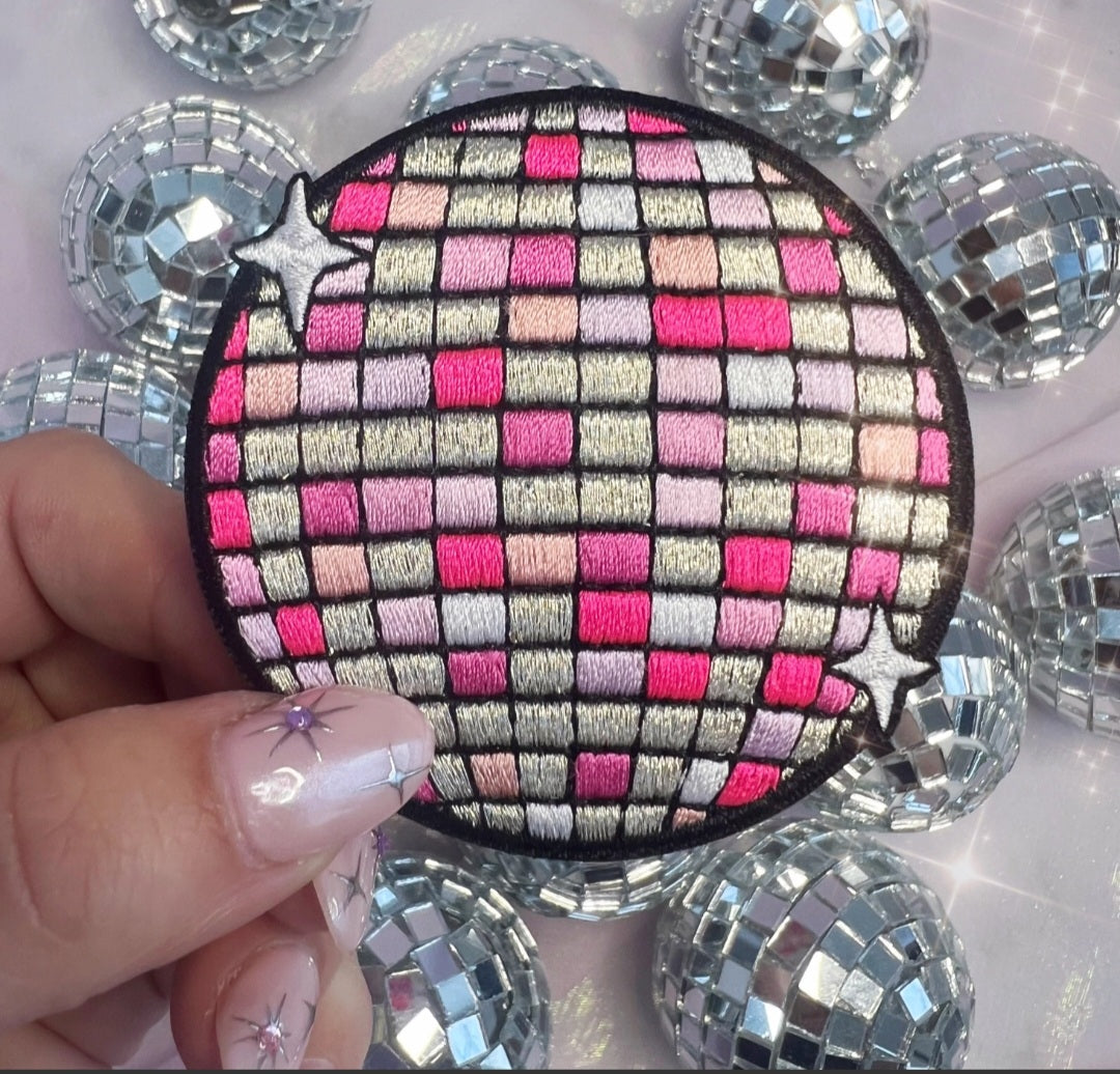 Disco Ball (pink) Embroidered Hat Patch