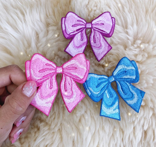 Fluffy Bow  Embroidered Hat Patch