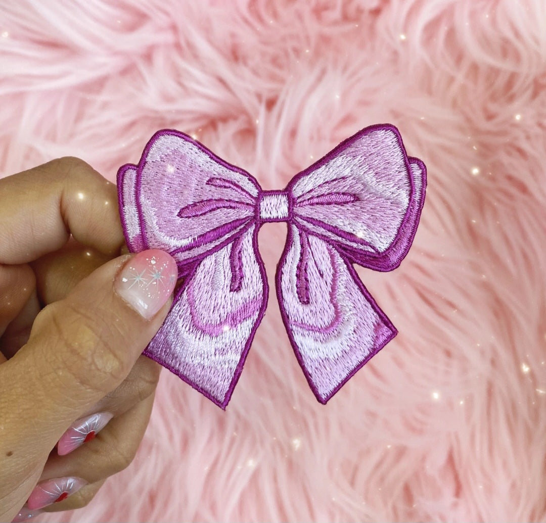 Fluffy Bow  Embroidered Hat Patch