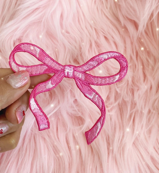 Wispy Bow  Embroidered Hat Patch