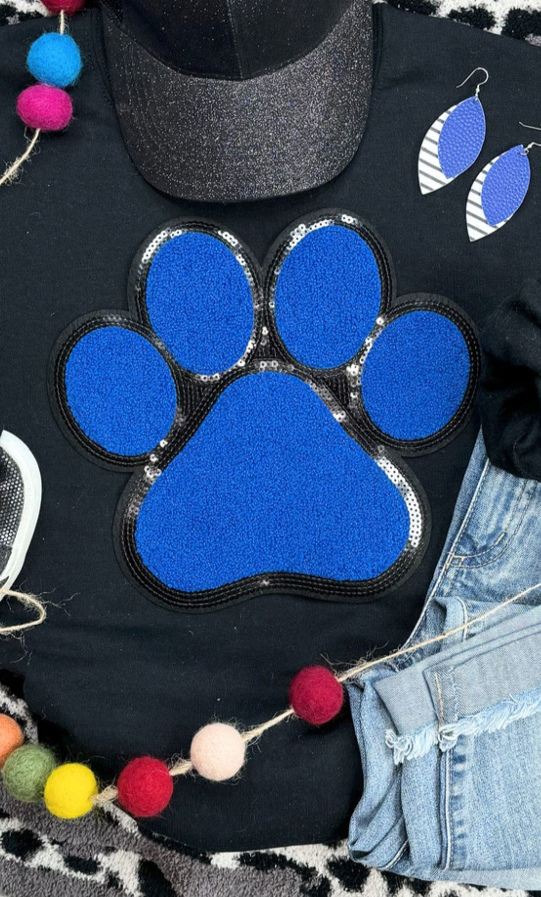 Dog Paw Chenille/Sequin  Patch