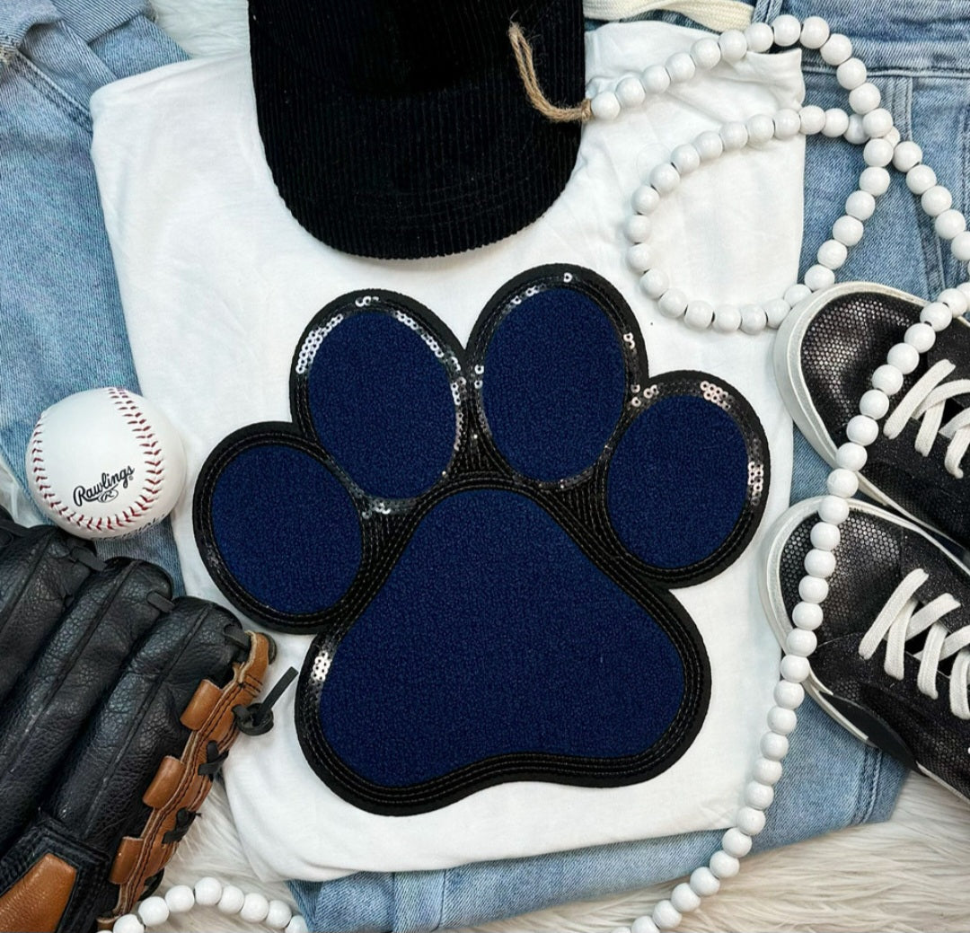Dog Paw Chenille/Sequin  Patch