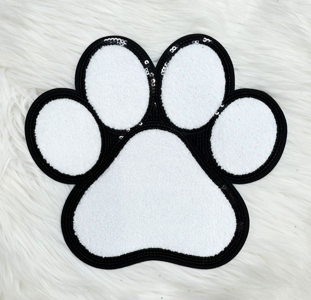 Dog Paw Chenille/Sequin  Patch