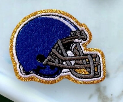 Helmet, Flag, Game Day Embroidered Patch - ADHESIVE