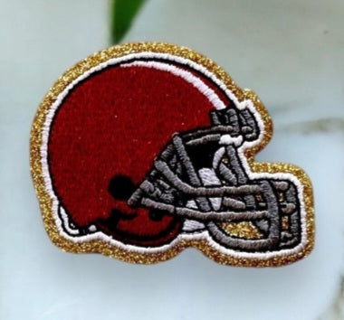 Helmet, Flag, Game Day Embroidered Patch - ADHESIVE