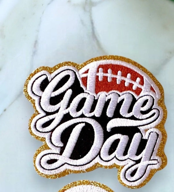 Helmet, Flag, Game Day Embroidered Patch - ADHESIVE