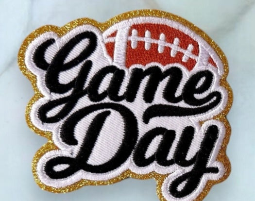 Helmet, Flag, Game Day Embroidered Patch - ADHESIVE