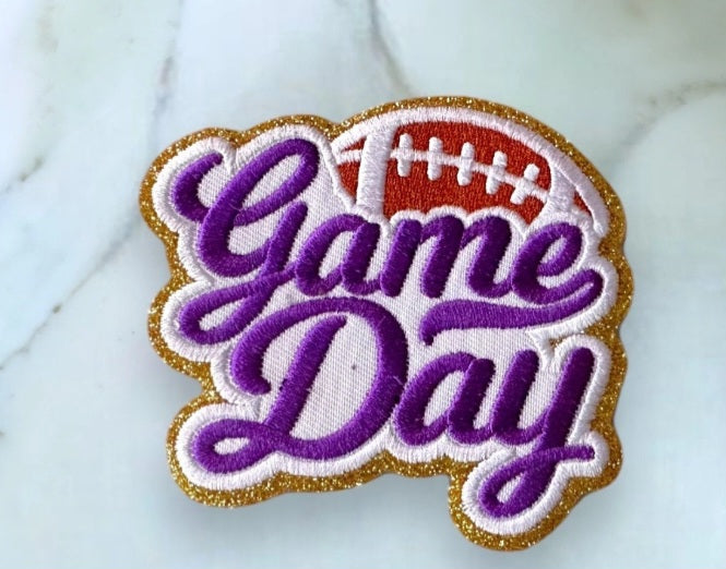 Helmet, Flag, Game Day Embroidered Patch - ADHESIVE