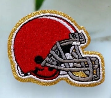 Helmet, Flag, Game Day Embroidered Patch - ADHESIVE