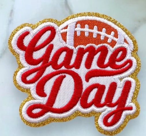Helmet, Flag, Game Day Embroidered Patch - ADHESIVE