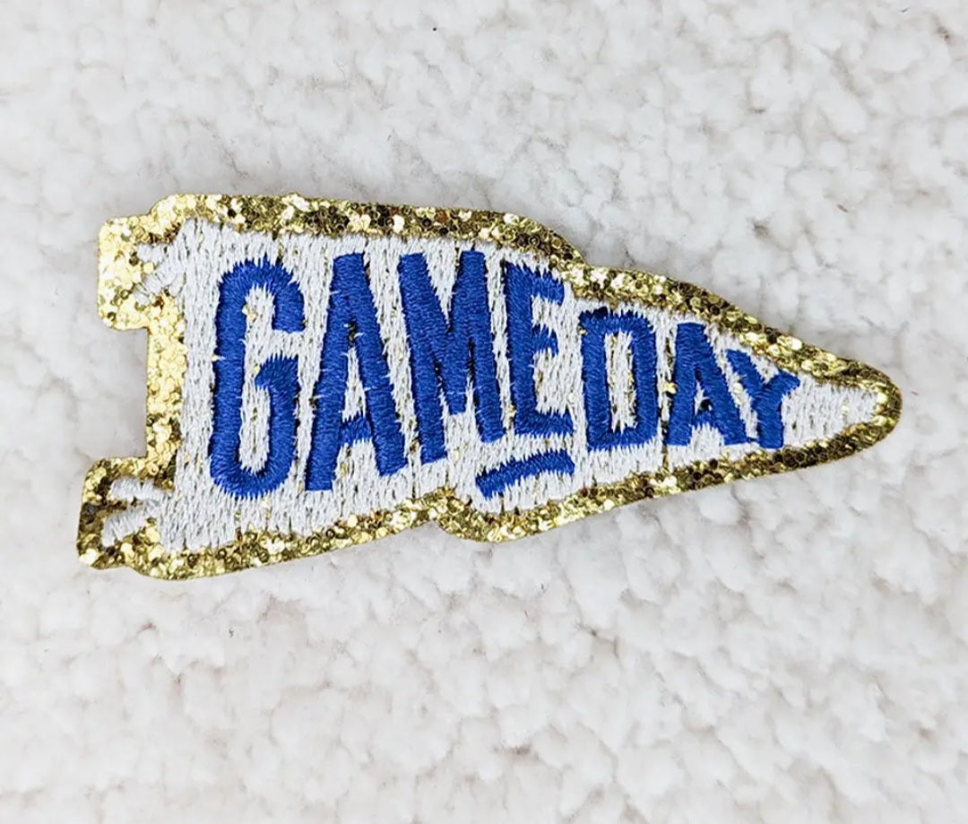 Helmet, Flag, Game Day Embroidered Patch - ADHESIVE
