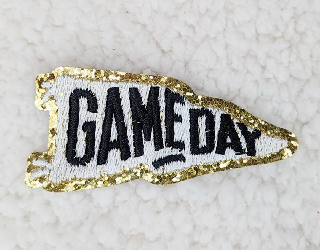 Helmet, Flag, Game Day Embroidered Patch - ADHESIVE