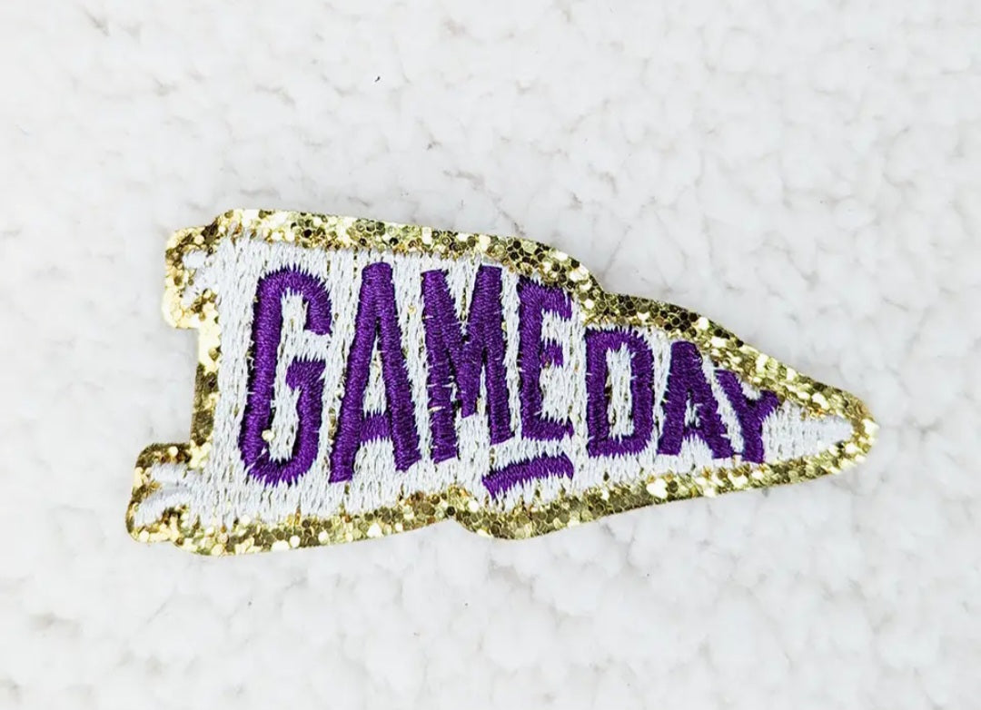 Helmet, Flag, Game Day Embroidered Patch - ADHESIVE