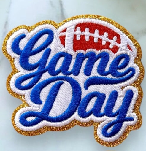 Helmet, Flag, Game Day Embroidered Patch - ADHESIVE