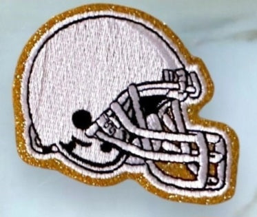 Helmet, Flag, Game Day Embroidered Patch - ADHESIVE