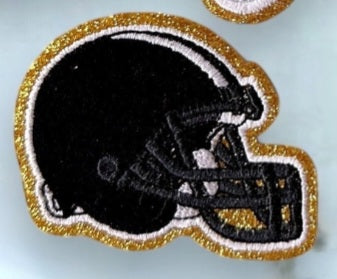 Helmet, Flag, Game Day Embroidered Patch - ADHESIVE