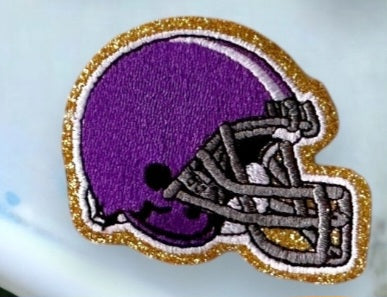 Helmet, Flag, Game Day Embroidered Patch - ADHESIVE