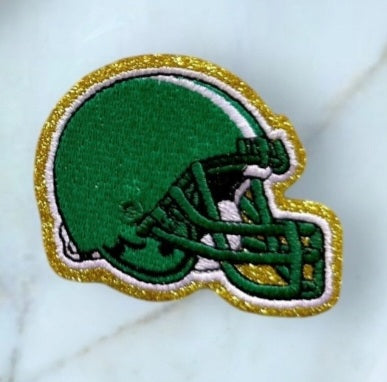 Helmet, Flag, Game Day Embroidered Patch - ADHESIVE