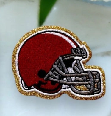 Helmet, Flag, Game Day Embroidered Patch - ADHESIVE