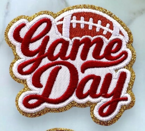 Helmet, Flag, Game Day Embroidered Patch - ADHESIVE